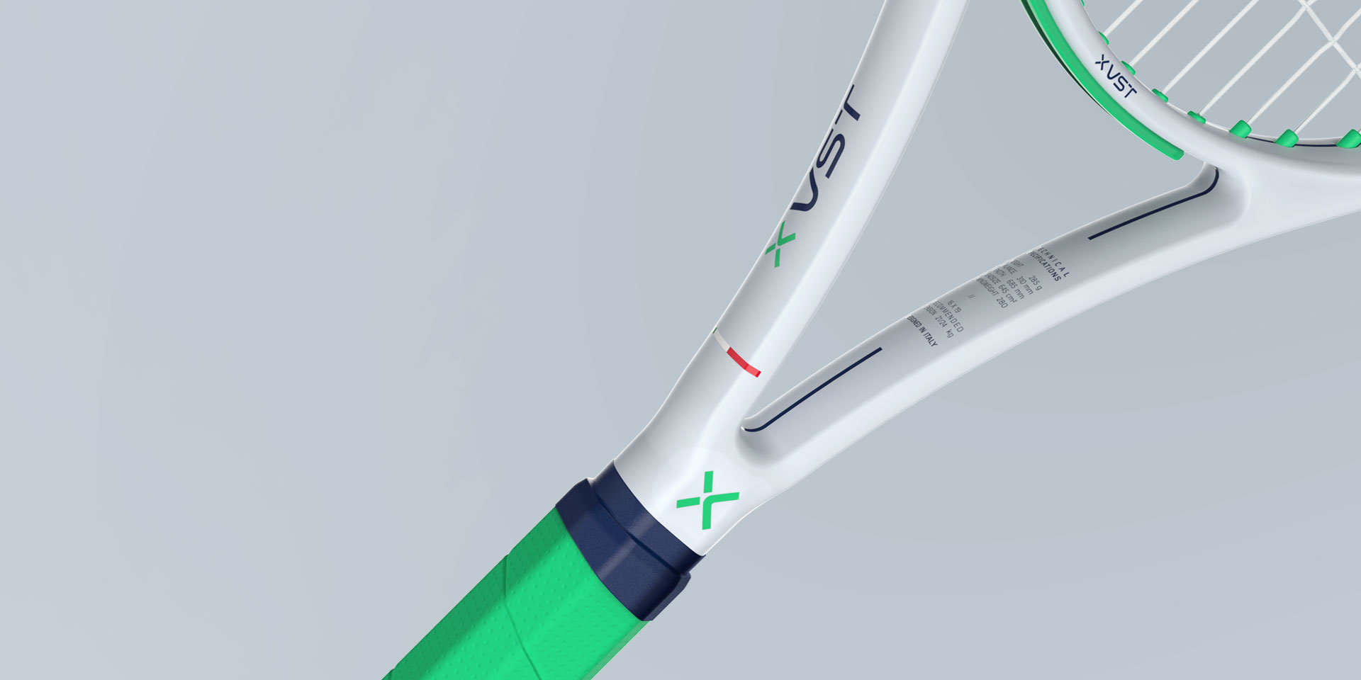 Agile X tennis racquet perspective, visual identity MM Design